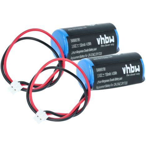 Batteries TECHTEK Compatibles Verisure (CR-2/3AZ) - 3V, Lithium, 1350mAh, Pour Détecteurs, Caméras, Sirènes De L'Alarme