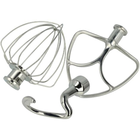 vhbw Kit de 3 pièces de rechange compatible avec KitchenAid KSM75, KSM85PS robot culinaire - fouet, batteur plat, crochet pétrisseur (1/5)