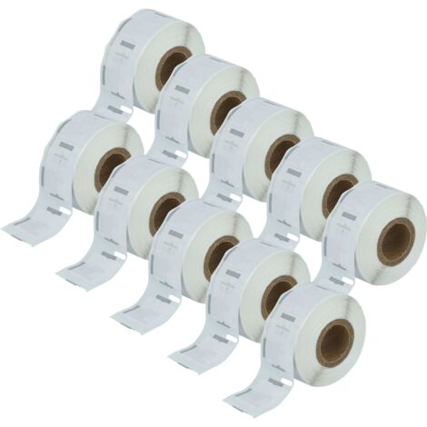 vhbw 10x Rouleau d'étiquettes + support 29mm x 90mm (400 étiquettes