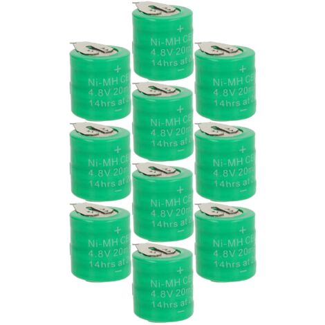 vhbw 10x NiMH pile bouton de remplacement pour type 4/V15H 2 épingles 20mAh 4,8V convient pour les batteries de modélisme etc. (1/5)