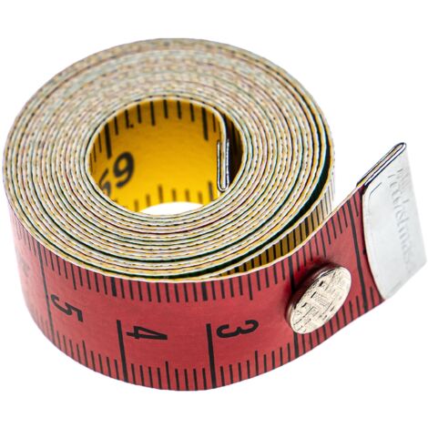 vhbw Ruban de mesure avec bouton pression - Mètre ruban de couturière, 150 cm, 4 couleurs, échelle cm + pouces, flexible (1/4)
