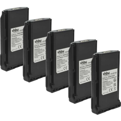 vhbw 5x Batterie compatible avec Icom IC-F26S, IC-F26, IC-F3021S, IC-F3021, IC-F3011 41 RC, IC-F3011 radio talkie-walkie (2500mAh, 7,4V, Li-ion) (1/5)