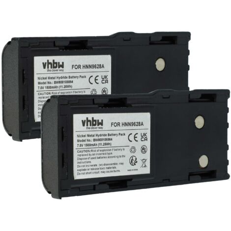 vhbw 2x Batterie remplacement pour Motorola PMNN4005, HNN9808B, WPNN4040 pour radio talkie-walkie (1500mAh, 7,5V, NiMH) - avec clip de ceinture (1/5)