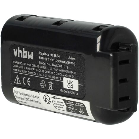 vhbw 1x Batterie compatible avec Paslode 902000, CF325L, F16, F18, B20270, B20543 outil électrique, cloueur pneumatique (2000 mAh, Li-ion, 7,4 V)