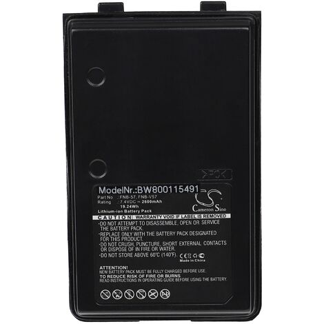 vhbw Batterie compatible avec Yaesu / Vertex VX-210A, VX246, VX-246, VX400, VX-400, VX410 radio talkie-walkie (2600mAh, 7,4V, Li-Ion) (1/3)