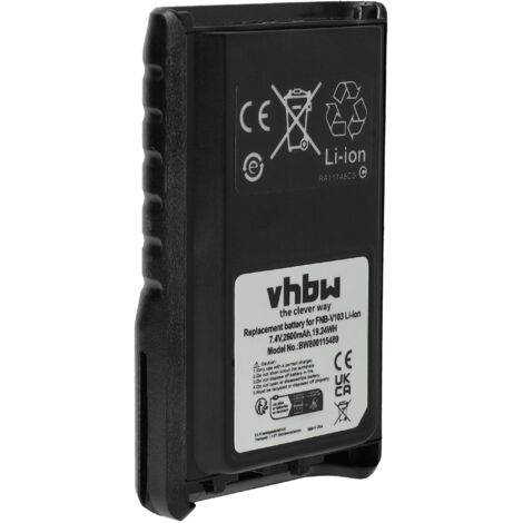 vhbw Batterie remplacement pour Yaesu / Vertex FNB-V104LI, FNB-V103, FNB-V103LI, FNB-V104, FNB-V131Li pour radio talkie-walkie (2600mAh, 7,4V, Li-ion (1/5)