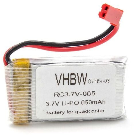 vhbw universal Li-Ion Batterie 650mAh (3.7V) pour modèle réduit par exemple  hélicoptère drone, quadriroto.