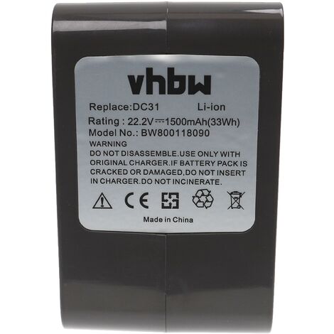 Vhbw Batterie compatible avec Dyson V10 Cyclone series, V10 Total Clean  aspirateur, robot électroménager (2000mAh, 25,2V, Li-ion)