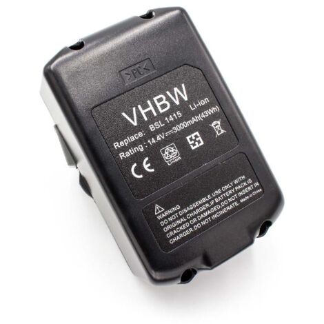 vhbw Batterie compatible avec Hitachi Hikoki WH 14DBL, WH 14DCL, WH 14DSL2, WM 14DBL, WP 14DSL outil électrique (3000 mAh, Li-ion, 14,4 V) (1/2)