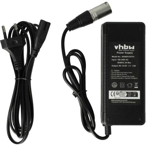 vhbw 220V Chargeur d'alimentation 100W pour batteries e-Bike, Pedelec, vélo  électrique avec connecteur 3Pin