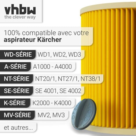 Vhbw Lot de 3x filtres à cartouche compatible avec Kärcher SE 4001