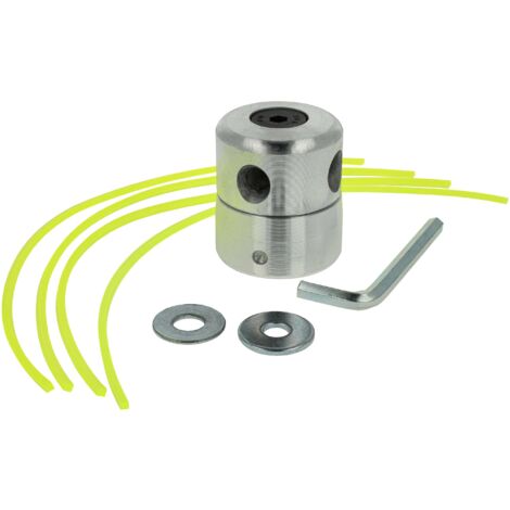 vhbw Tête à double fil en aluminium pour coupe-bordures/débroussailleuse avec ses accessoires et fil de coupe en nylon, logement pour réception M8 M10
