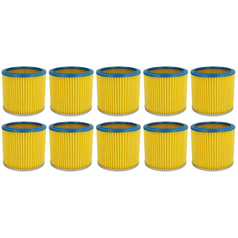 vhbw 10x filtre à cartouche aspirateurs eau et poussière compatible avec Aldi Workzone - Filtre plissé - jaune (1/5)