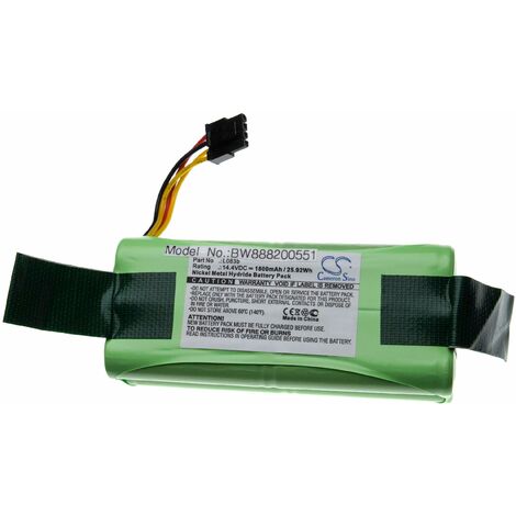 Vhbw – Batterie NiMH 1800mAh 14,4V pour aspirateur robot Midea R1-L085B, R1-L083B, R1-L081A – Autonomie prolongée – Chargement standard