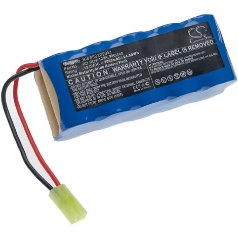 vhbw Batterie compatible avec Rowenta RH8433K0/9A0, RH8432K0/9A0, RH8438K0/9A0, RH5488, RH8460WH/9A0 robot électroménager (2000mAh, 12V, NiMH) (1/2)