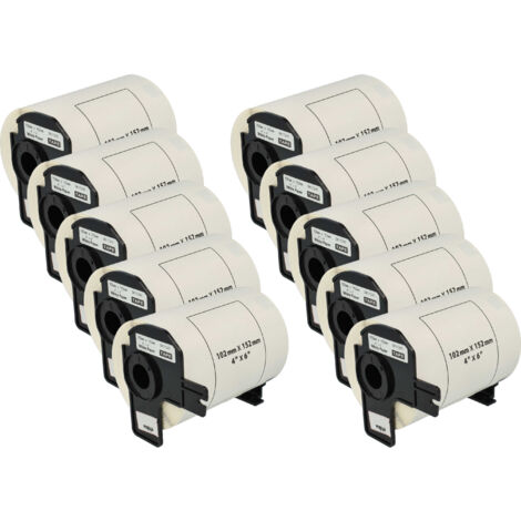 Rouleaux Étiquettes Compatibles Brother QL - 62mm X 30.48m - Blanc - Lot De 10