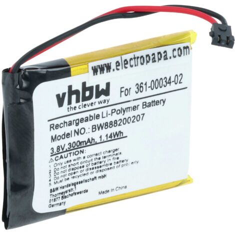 vhbw Batterie remplacement pour Garmin 361-00034-02 pour smartwatch montre connectée bracelet fitness (300mAh, 3,7V, Li-polymère) (1/5)
