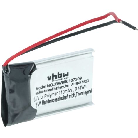 vhbw Batterie compatible avec Sony SBH-20 lecteur de musique MP3 (110mAh, 3,7V, Li-polymère) (1/5)