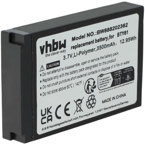 vhbw Batterie remplacement pour Newland BTY61 pour ordinateur handheld (3800mAh, 3,7V, Li-polymère) (1/5)