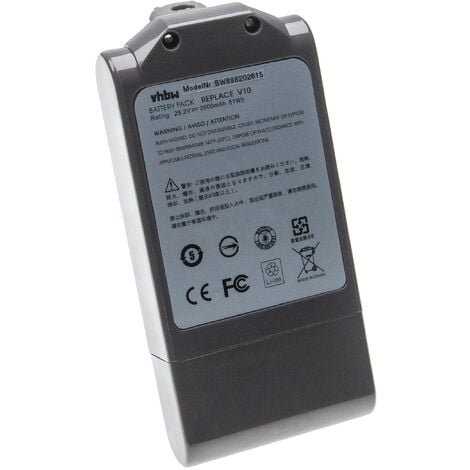 vhbw Batterie compatible avec Dyson V10 Total Clean aspirateur gris  (2000mAh, 25,2V, Li-ion)