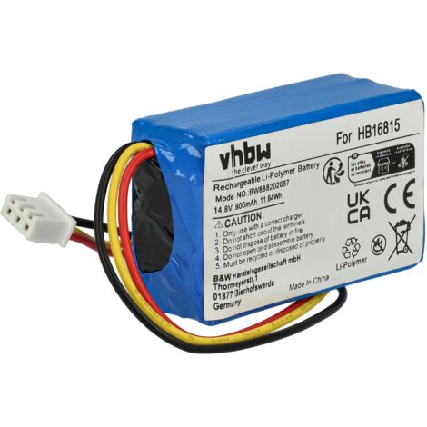 Vhbw Batteria Ricaricabile Per Hobot 168/188/198/268/288 - 800 MAh, 14,8V, Li-Ion, Sostituisce HB16815