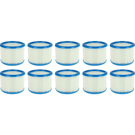vhbw 10x filtre plissé compatible avec Nilfisk Alto Wap 25-21 aspirateur - blanc / bleu (1/5)