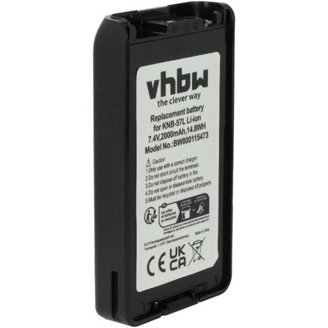vhbw Batterie compatible avec Kenwood TK-3173K, TK-3170E4, TK-3170E6, TK-3360, TK-3178, TK-3173 radio talkie-walkie (2000mAh, 7,4V, Li-ion) (1/5)