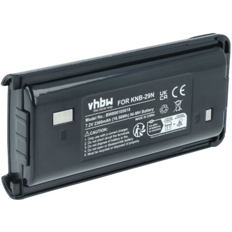 vhbw Batterie remplacement pour Kenwood BPKNB29MH, BPKNB29MHXT-1, BPKNB45LI, KNB-29, KNB-29A, KNB-29N pour radio talkie-walkie (2300mAh, 7,2V, NiMH) (1/5)