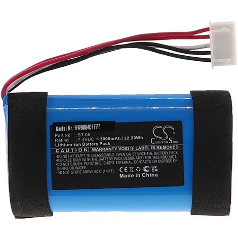 vhbw Batterie compatible avec Sony SRS-XB33, SRS-XB31 haut-parleurs, enceintes portatives (3000mAh, 7,4V, Li-ion) (1/4)