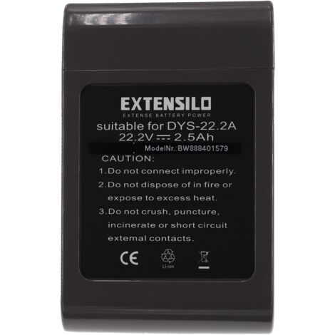 EXTENSILO Batterie compatible avec Dyson DC35 Multi Floor aspirateur noir (2500mAh, 22,2V, Li-ion) (1/4)