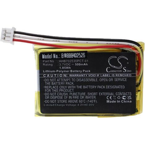 vhbw Batterie remplacement pour Sennheiser AHB702535PCT-01 pour casque audio, écouteurs sans fil (500mAh, 3,7V, Li-polymère)