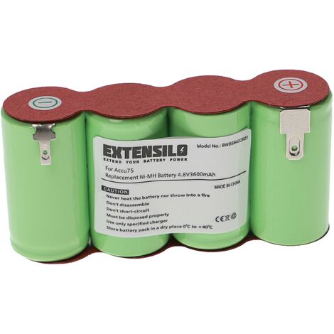 EXTENSILO Batterie compatible avec Gardena Accu75 (8802), Accu75 (8802-20), Accu45 (8816), Accu45 (8816-20) cisaille (3600mAh, 4,8V, NiMH) (1/4)