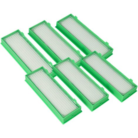 vhbw 6x filtre compatible avec Vorwerk Kobold VR300, VR-300, VR-200, VR200 aspirateur - filtre HEPA blanc / vert (1/5)