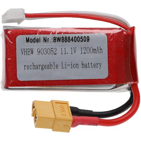 Vhbw Batterie compatible avec SM-2P connecteur pour modéle RC par ex. voiture de course avion (350mAh, 3,7V, Li-polymère, 37 x 19 x 8 mm) | Leroy Merlin