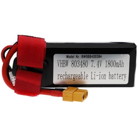 vhbw Batterie compatible avec XT60 connecteur pour modéle RC par ex. voiture  de course, avion (1800mAh