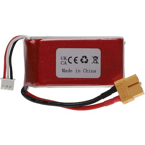 vhbw Batterie compatible avec XT60 connecteur pour modéle RC par ex.  voiture de course, avion (1600mAh