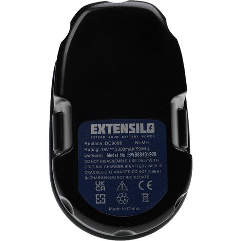 EXTENSILO 2x Batteries compatible avec Dewalt DC925, DC926KA, DC925VA, DC987, DC926VA, DC925KB, DC925KA outil électrique (3300 mAh, NiMH, 18 V) (1/4)