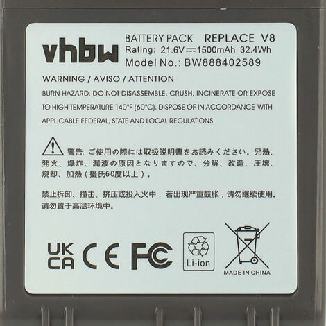 vhbw Li-Ion batterie 1500mAh (21.6V) pour aspirateur Dyson DC62