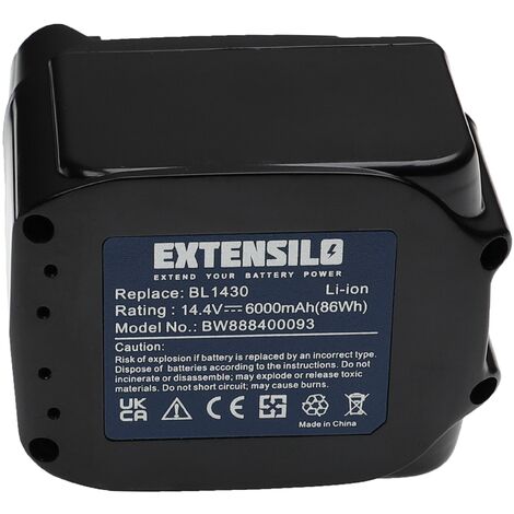 EXTENSILO 2x Batterie remplacement pour Makita MAK1430Li, MET1821 pour  outil électrique (2500 mAh, Li-ion, 14,4 V)