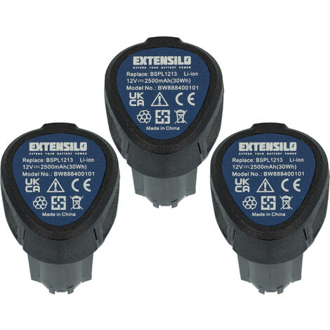 EXTENSILO 3x Batteries remplacement pour Ryobi BSPL1213 pour outil électrique (2500 mAh, Li-ion, 12 V) (1/5)