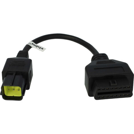 vhbw Adaptateur OBD2 6 broches vers OBD2 16 pin compatible avec Husqvarna SMR 511, TE 310, TE 449, SM 610, CCM 450 Motos - 30 cm (1/5)