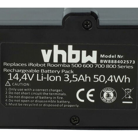 vhbw Batterie Compatible avec iRobot Roomba 801, 805, 850, 860, 877, 890,  891, 895 aspirateur, Robot électroménager (4000mAh, 14,4V)