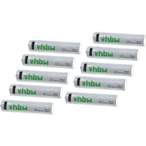 Vhbw 2x Piles rechargeables AA Mignon avec prise micro-USB (650mAh, 3,7V,  Li-ion)