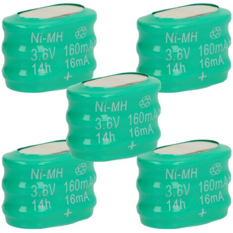 vhbw 5x NiMH pile bouton de remplacement pour type 3/V150H 150mAh 3,6V convient pour les batteries de modélisme etc. (1/5)