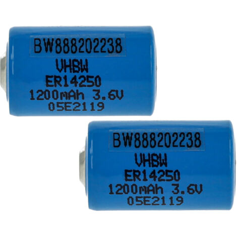 vhbw 2x Piles au lithium ER14250 remplacement pour TL-2150, TL-2150/S, TL-2151, TL2150, TL2151 - Piles spéciales (1200mAh, 3,6V, Li-SOCl2)