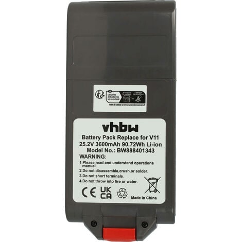 vhbw Batterie compatible avec Dyson V15 Detect, V15 Detect Absolute Extra aspirateur gris foncé (3600mAh, 25,2V, Li-ion)