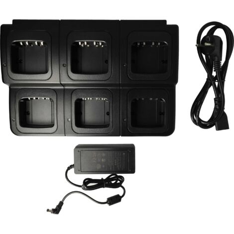 vhbw Chargeur 6 compartiments compatible avec Motorola PMNN4448, PMNN4490, PMNN4489A batteries de radio - Socle + Prise (1/5)
