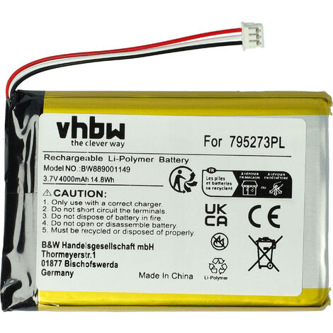 Vhbw – Batterie Li-polymère 4000mAh 3,7V pour Tigerbox Touch – Autonomie prolongée – Compatible avec Tigerbox 795273PL