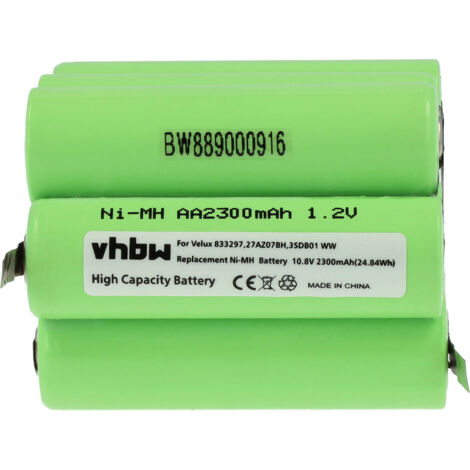 Vhbw – Batterie de remplacement 2300mAh 10,8V NiMH – Compatible volets roulants 27AZ07BH, 3SD B01 WW, 833297 – Protection courts-circuits