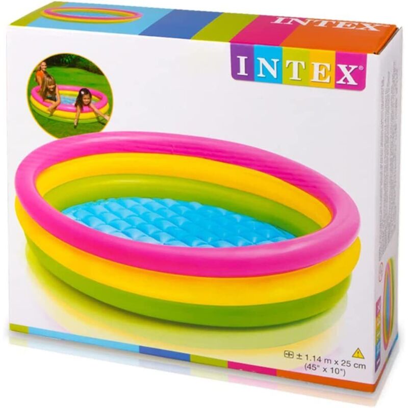 Intex piscina esterna rotonda tonda 3 anelli fondo gonfiabile 114x25 lt131